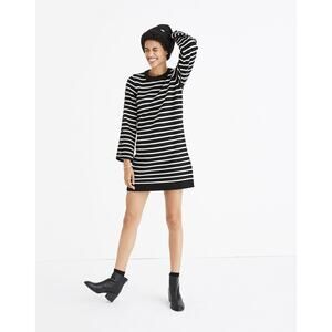 Madewell Merino Wool Blend Striped Button Detail Tunic Sweater Size XS